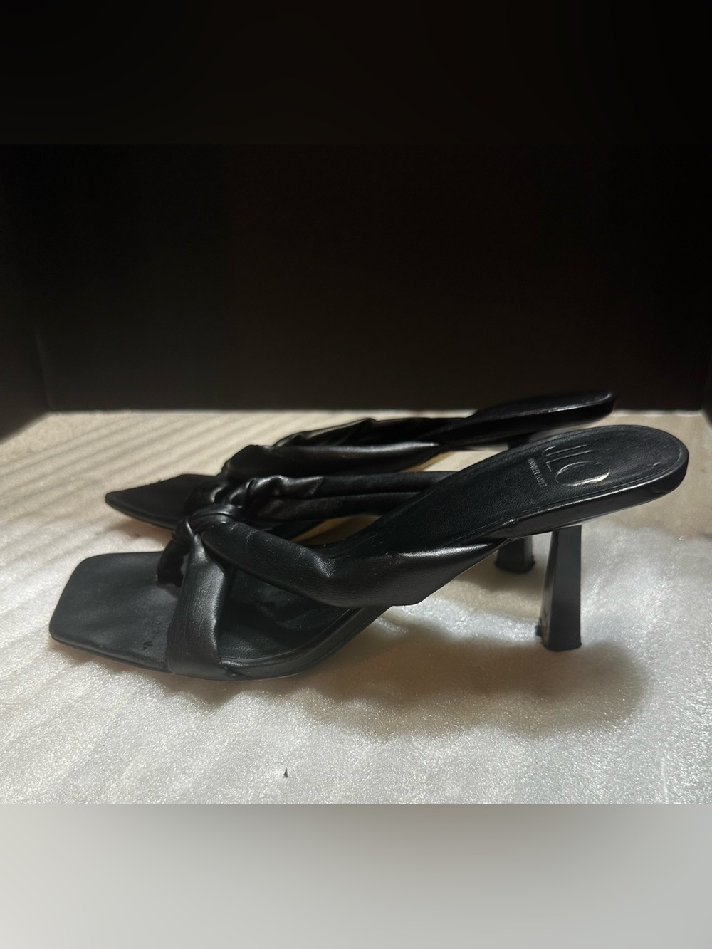 Jennifer Lopez Black Knotted Strap Heeled Sandals